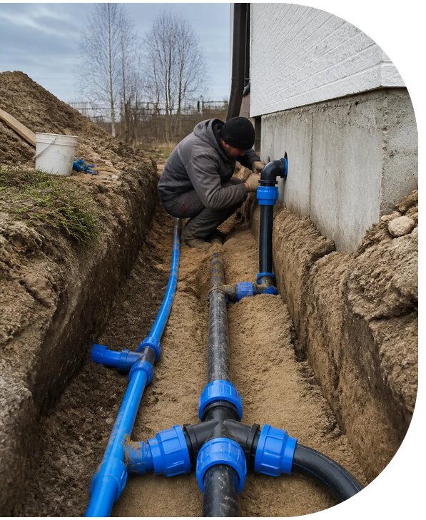 Монтаж наружного водопровода на участке под ключ в Белогорске