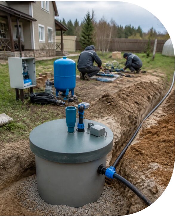 Обустройство скважины под ключ для дома с водоснабжением в Белогорске